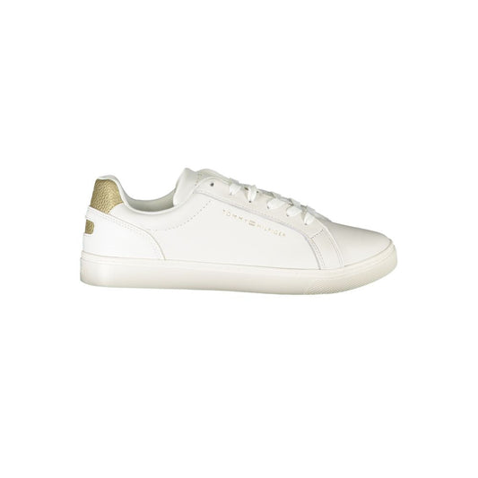 Fashionsarah.com Fashionsarah.com Tommy Hilfiger Chic White Lace-Up Sneakers with Contrast Details