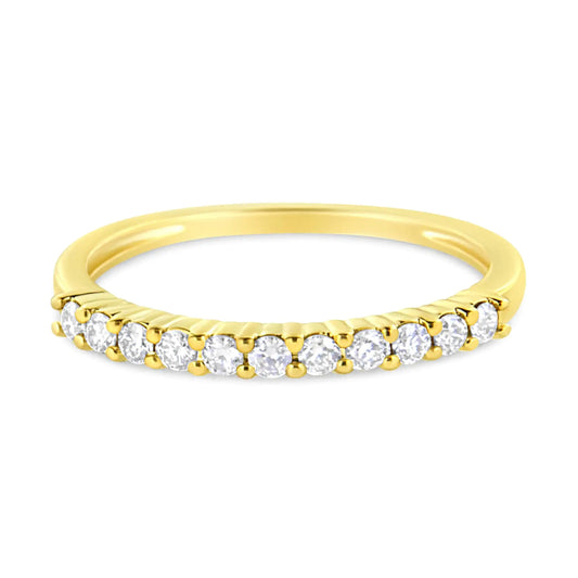 IGI Certified 1/4 Cttw Diamond 10K Yellow Gold Prong Set Fluted Band Style Ring (I-J Color, I2-I3 Clarity) | Fashionsarah.com