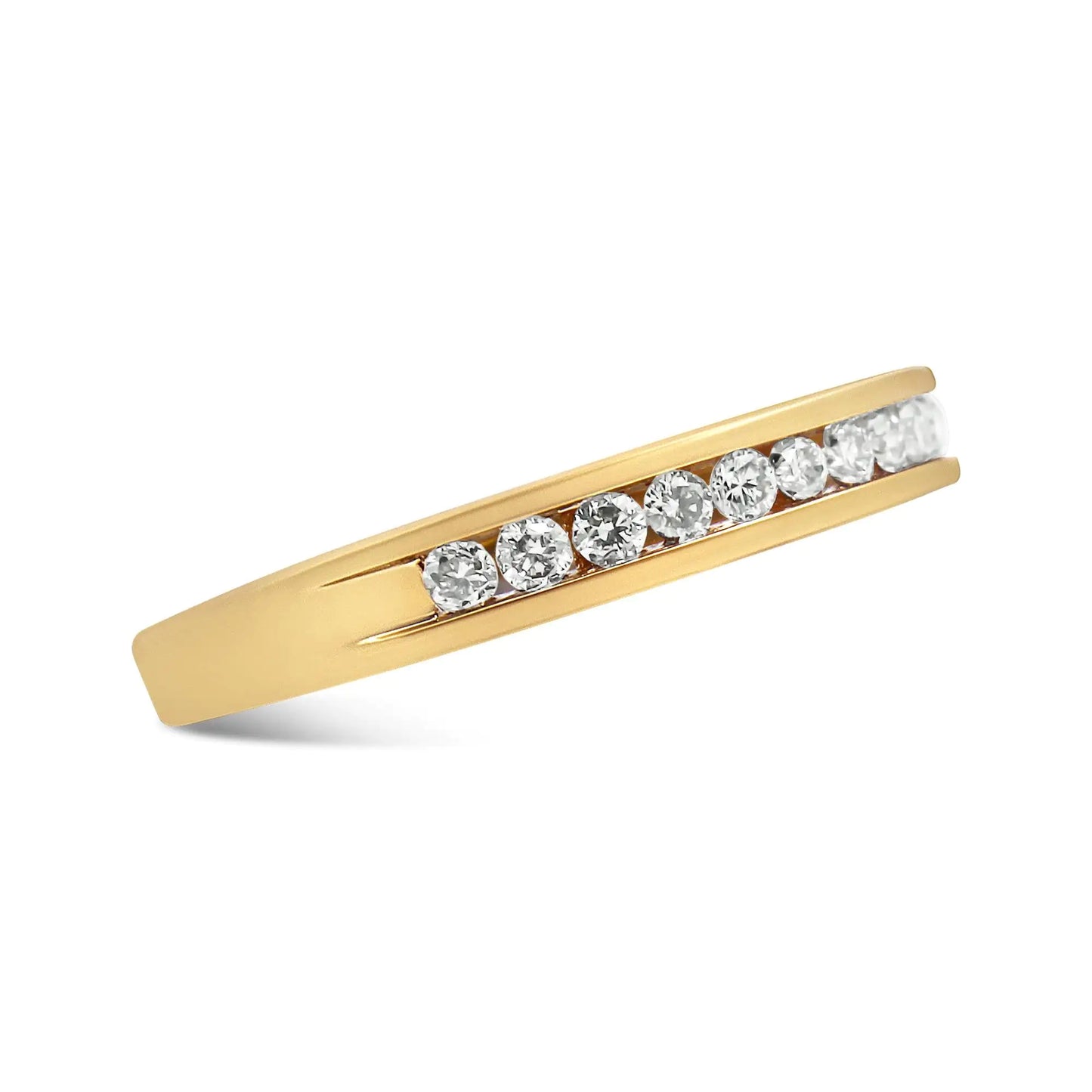 IGI Certified 1/4 Cttw Diamond 10K Yellow Gold Channel Set Band Style Ring (J-K Color, I2-I3 Clarity) | Fashionsarah.com