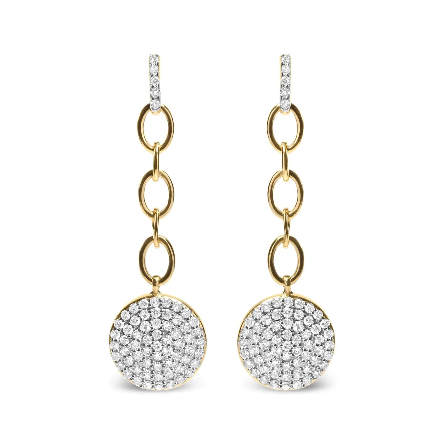 18K Yellow Gold Plated .925 Sterling Silver 1.0 Cttw Diamond Composite Cluster Dangle Chain Earrings (I-J Color, I1-I2 Clarity) | Fashionsarah.com