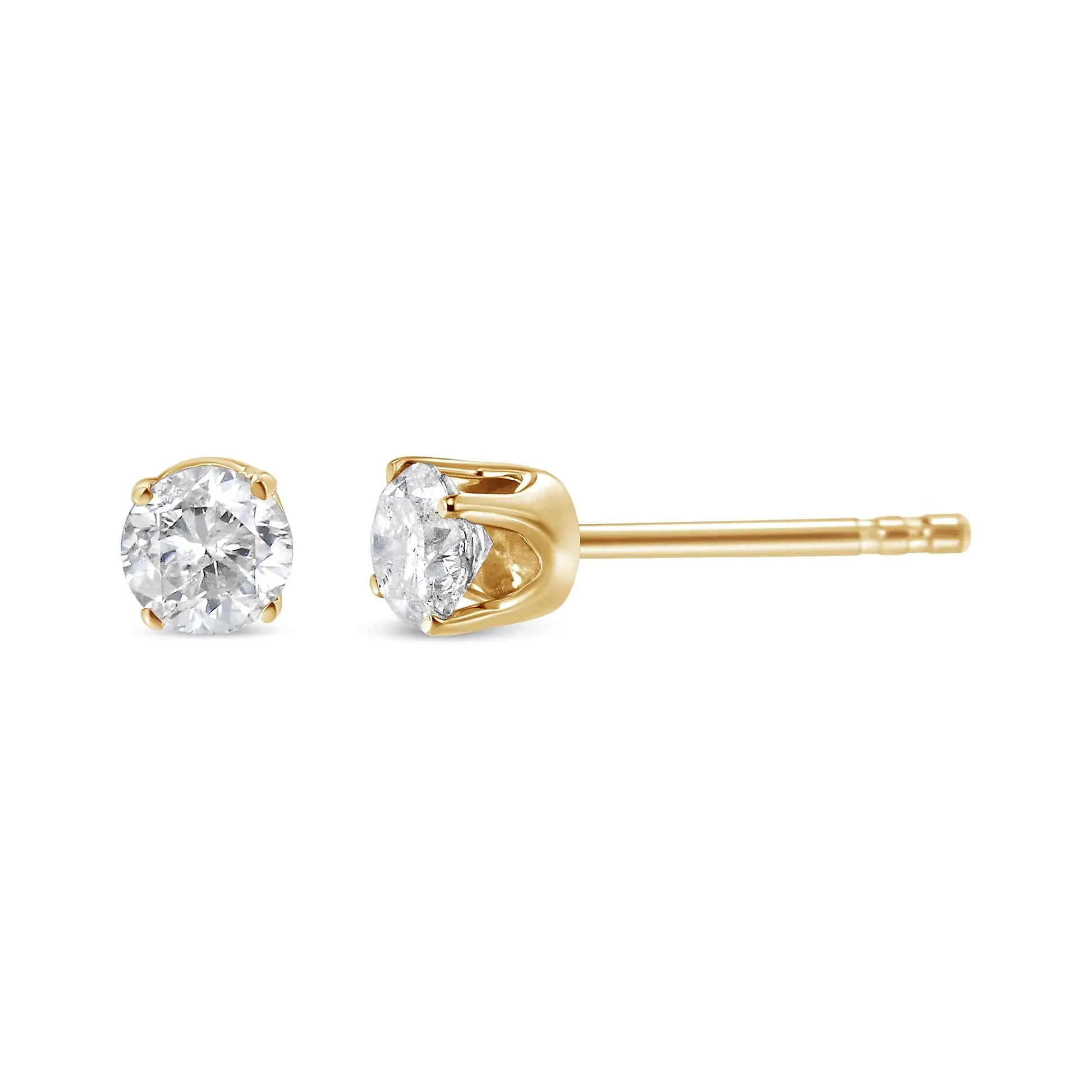 14K Yellow Gold 1/2 Cttw Round-Cut Diamond Solitaire Stud Earrings (O-P Color, SI2-I1 Clarity) | Fashionsarah.com