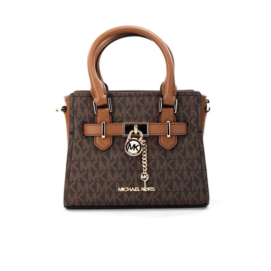 Fashionsarah.com Fashionsarah.com Michael Kors Hamilton XS Small Brown PVC Leather Satchel Crossbody Bag Purse