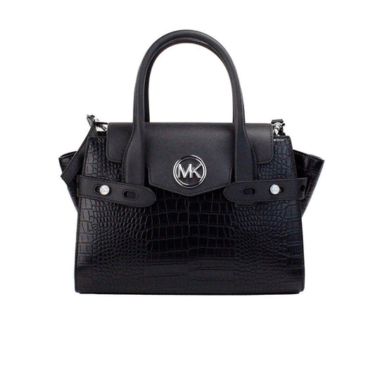 Fashionsarah.com Fashionsarah.com Michael Kors Carmen Medium Black Embossed Leather Satchel Purse Bag