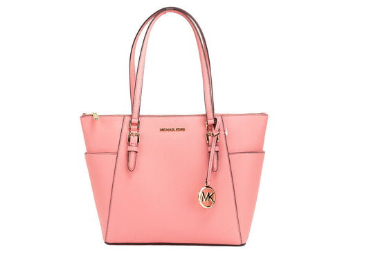 Fashionsarah.com Fashionsarah.com Michael Kors Charlotte Tea Rose Signature PVC TZ Shoulder Tote Handbag Purse