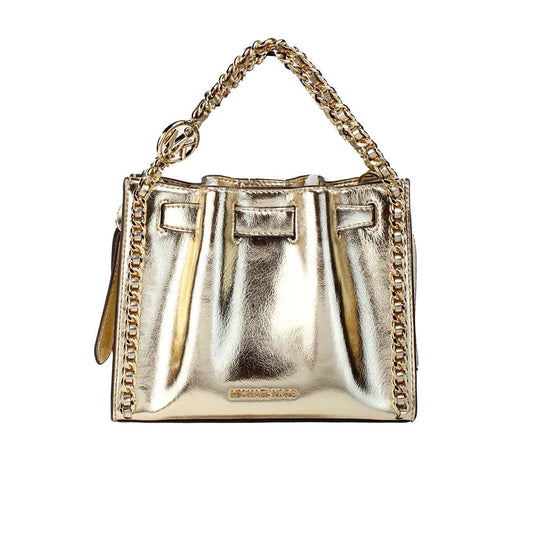 Fashionsarah.com Fashionsarah.com Michael Kors Mina Small Belted Gold Vegan Leather Chain Inlay Crossbody Bag