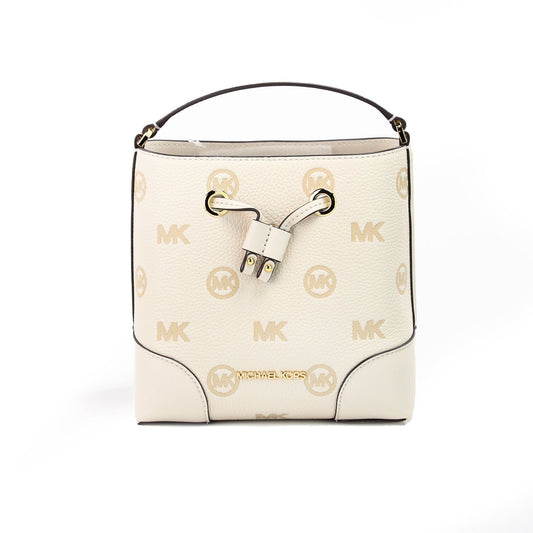 Fashionsarah.com Fashionsarah.com Michael Kors Mercer Small Light Cream Embossed Drawstring Bucket Messenger Bag