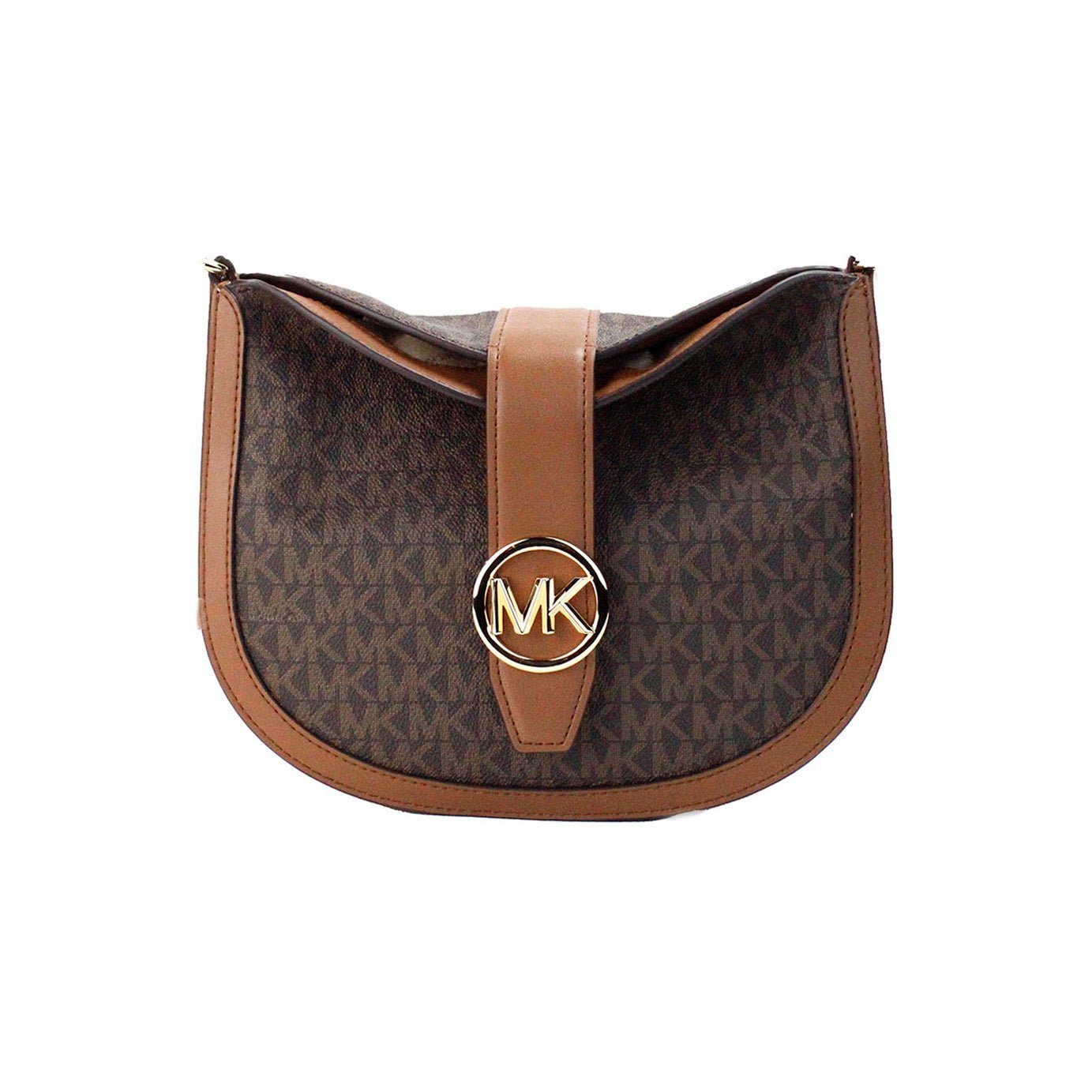 Michael Kors Gabby Small Brown Signature PVC Foldover Hobo Crossbody Bag | Fashionsarah.com