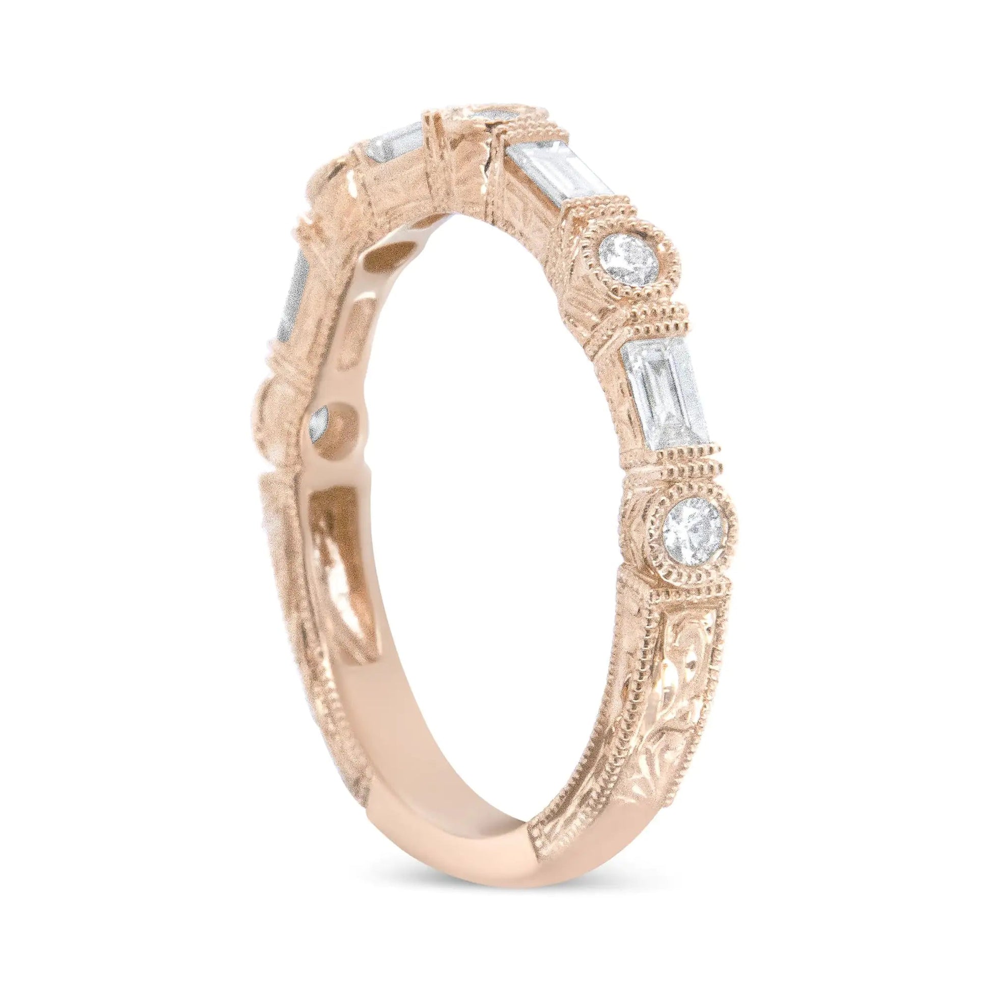 14K Rose Gold 3/8 Cttw and Round Diamond Bridal Band - (H-I Color, VS1-VS2 Clarity) | Fashionsarah.com