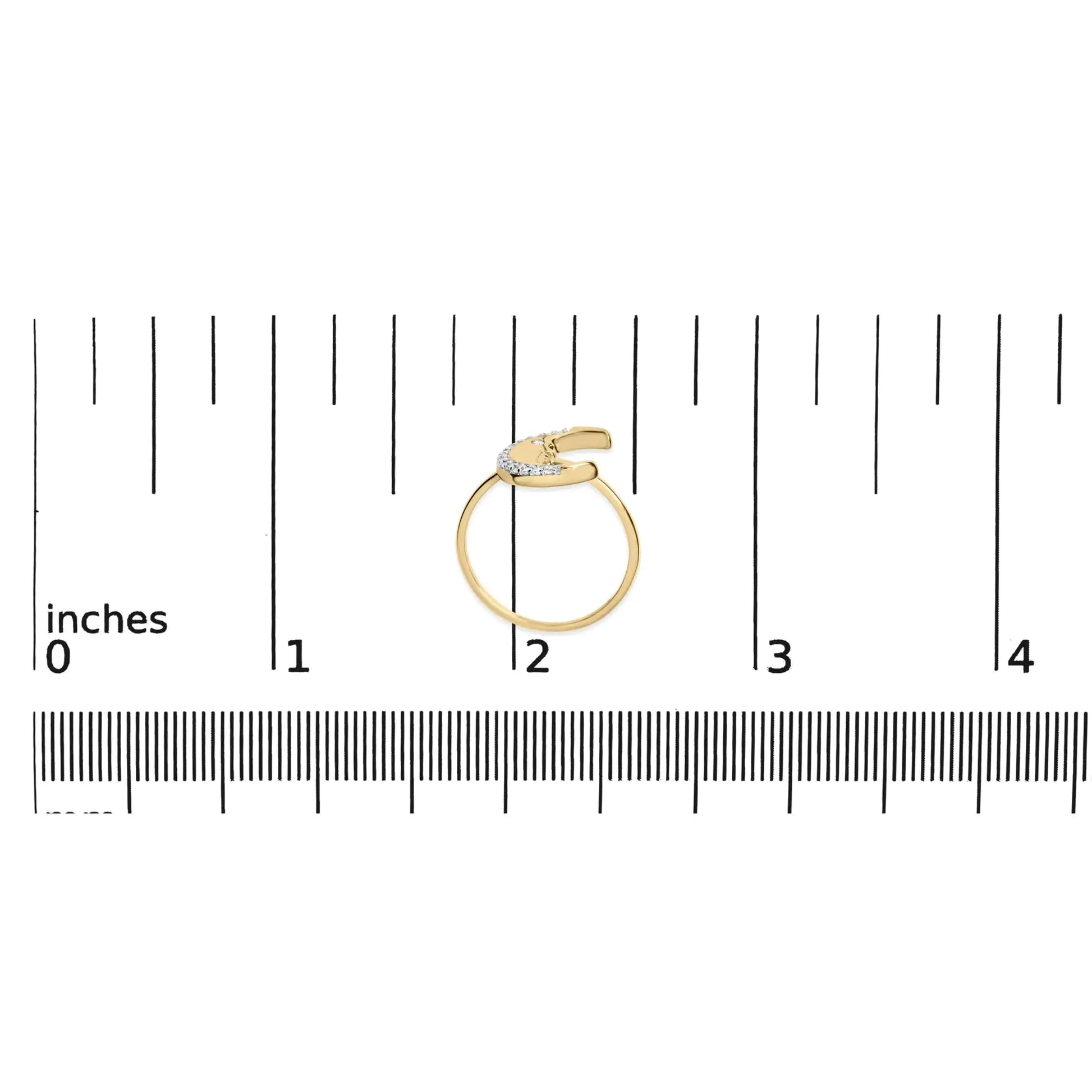 10K Yellow Gold 1/10 Cttw Diamond Crescent Moon Ring (I-J Color, I1-I2 Clarity) | Fashionsarah.com