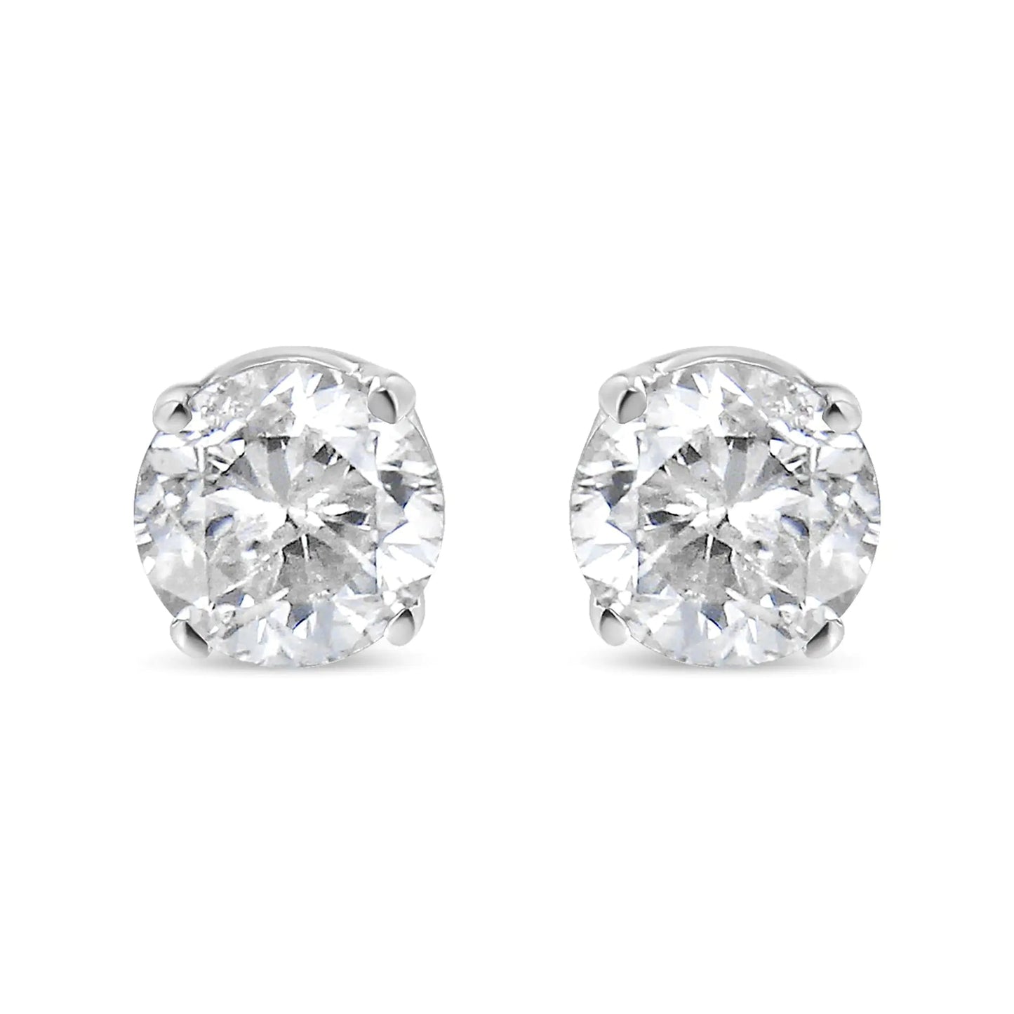 14K White Gold 5/8 Cttw Round Brilliant-Cut Lab Grown Diamond Classic 4-Prong Push back Stud Earrings (F-G Color, VS1-VS2 Clarity) | Fashionsarah.com