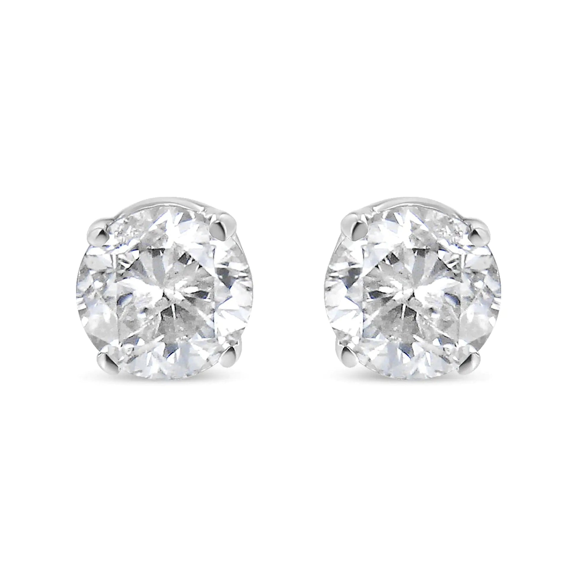 14K White Gold 5/8 Cttw Round Brilliant-Cut Lab Grown Diamond Classic 4-Prong Push back Stud Earrings (F-G Color, VS1-VS2 Clarity) | Fashionsarah.com