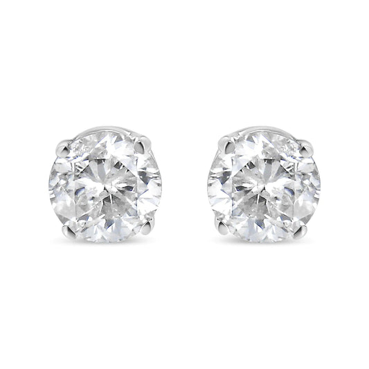 14K White Gold 5/8 Cttw Round Brilliant-Cut Lab Grown Diamond Classic 4-Prong Push back Stud Earrings (F-G Color, VS1-VS2 Clarity) | Fashionsarah.com