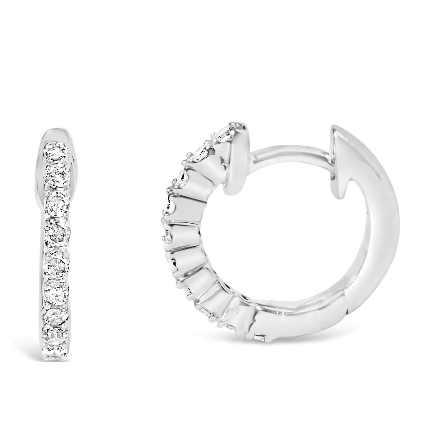 .925 Sterling Silver 1/6 Cttw Diamond Petite Hoop Earrings (I-J Color, I2-I3 Clarity) | Fashionsarah.com