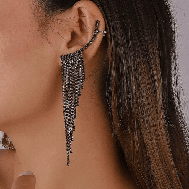 Long Full Rhinestone Earrings | Fashionsarah.com