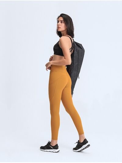 Double Take Wide Waistband Leggings with Pockets | Fashionsarah.com