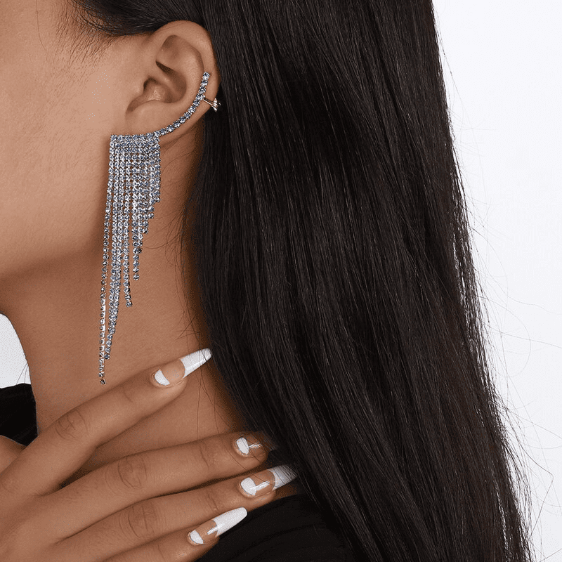 Long Full Rhinestone Earrings | Fashionsarah.com