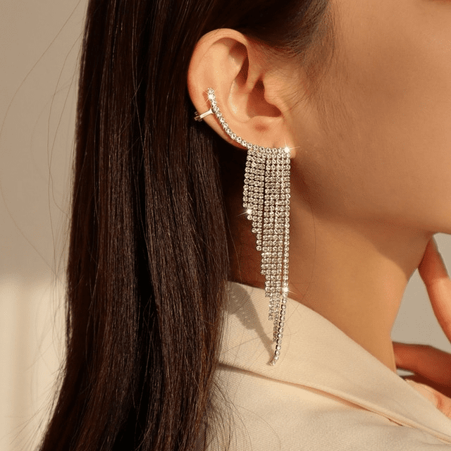 Long Full Rhinestone Earrings | Fashionsarah.com