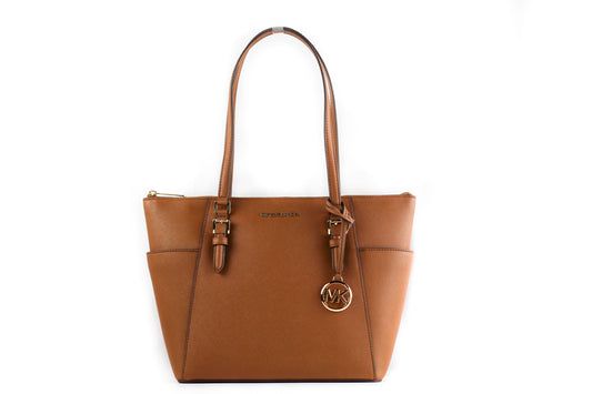 Michael Kors Charlotte Signature Leather Large Top Zip Tote Handbag Bag | Fashionsarah.com