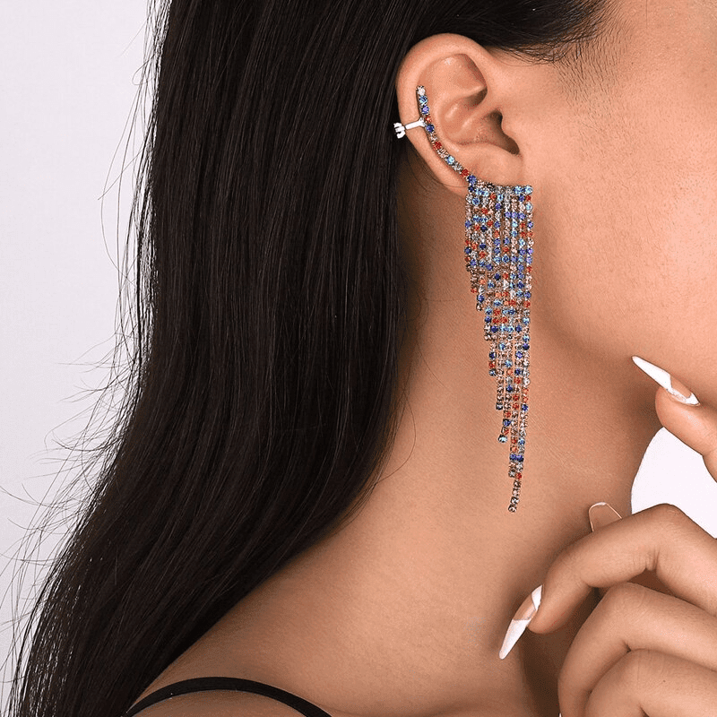 Long Full Rhinestone Earrings | Fashionsarah.com