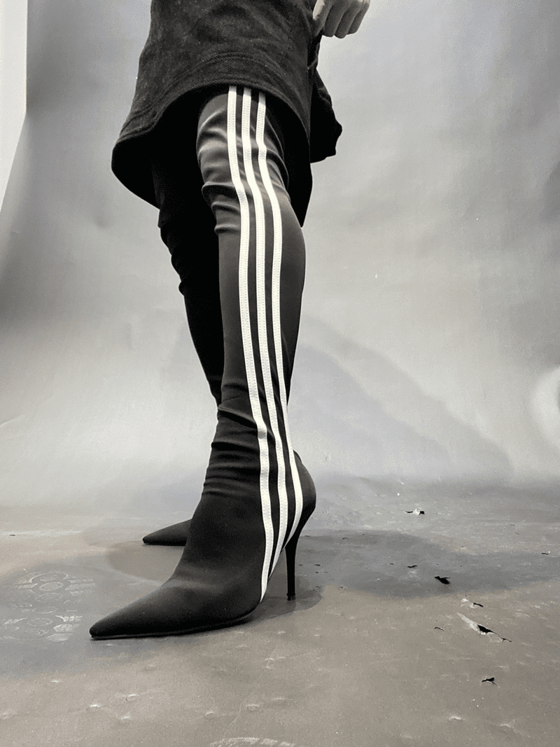 Fashionsarah.com Stripe Over Knee Elastic Boots
