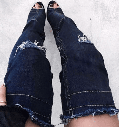 Peep Toe Over The Knee Jeans Boots | Fashionsarah.com