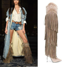 Load image into Gallery viewer, Crystal Tassel Embroidery Boots - Fashionsarah.com