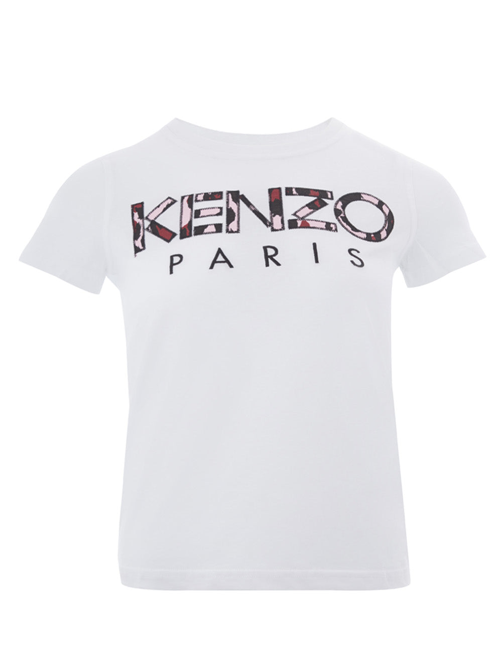 Fashionsarah.com Fashionsarah.com Kenzo White Cotton T-Shirt with Camouflage Logo Applied