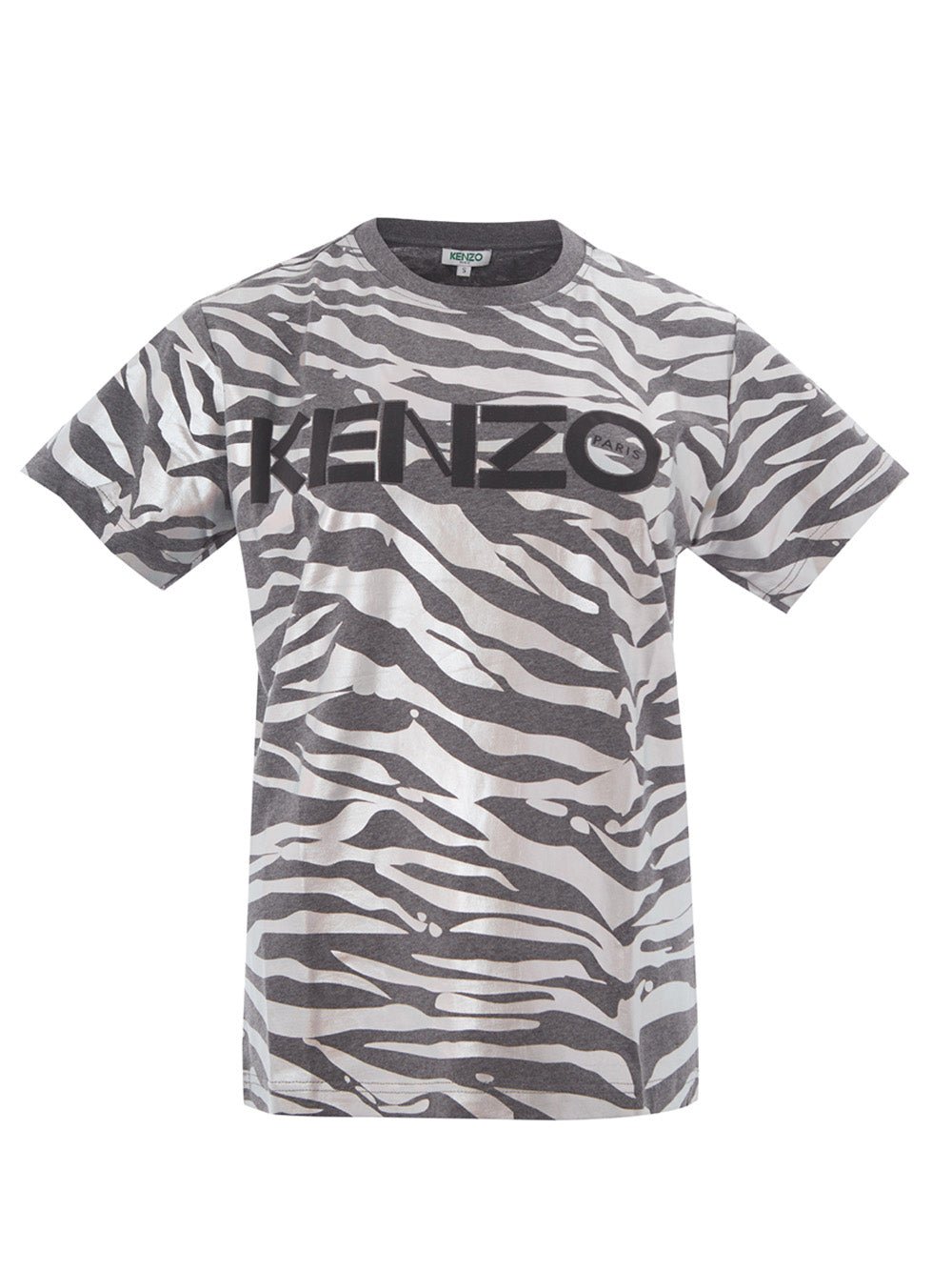 Fashionsarah.com Fashionsarah.com Kenzo Grey Cotton T-Shirt With Metal Animalier Print Allover