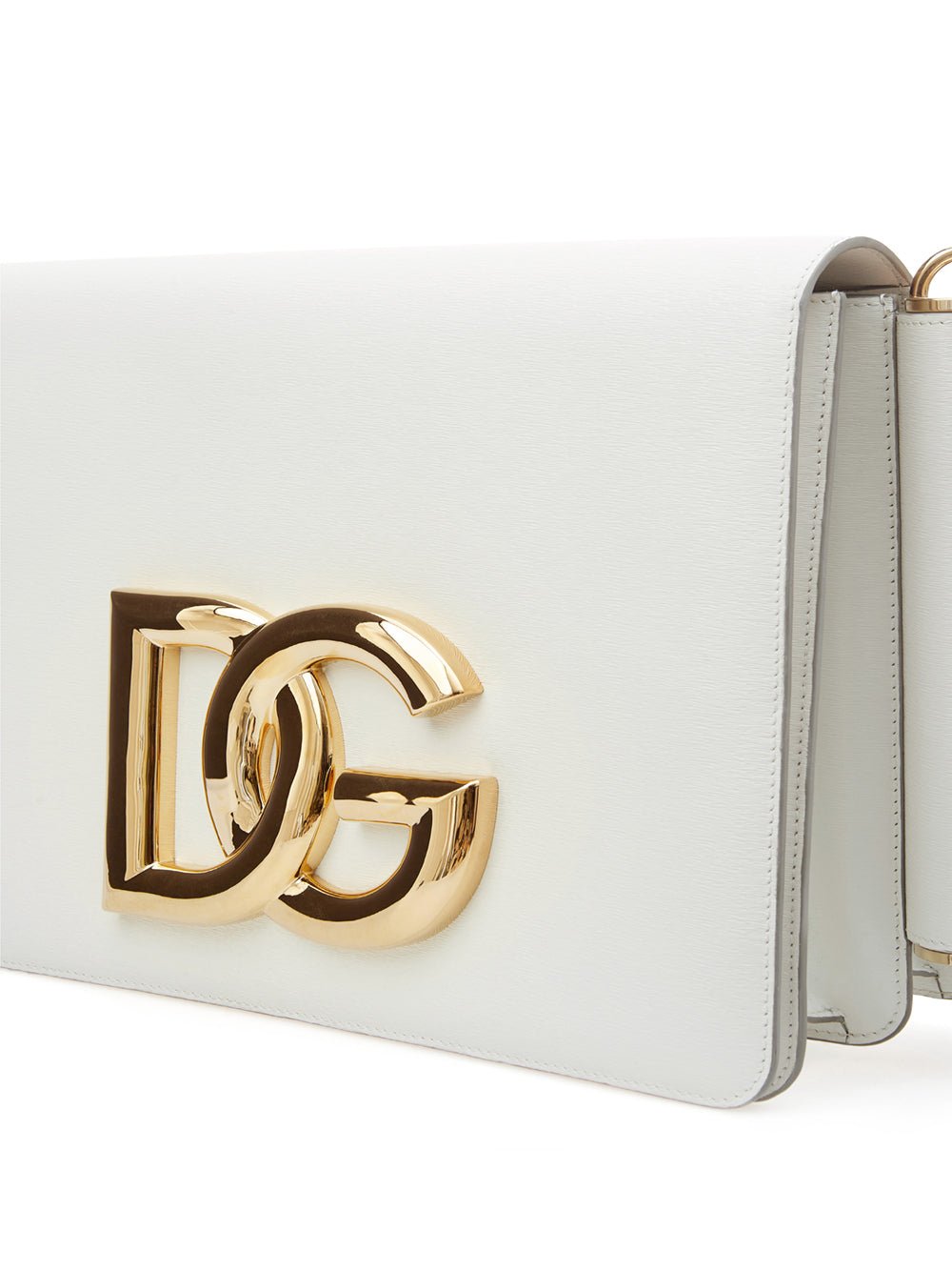 Fashionsarah.com Fashionsarah.com Dolce & Gabbana White Leather Shoulder Bag with Maxi Logo