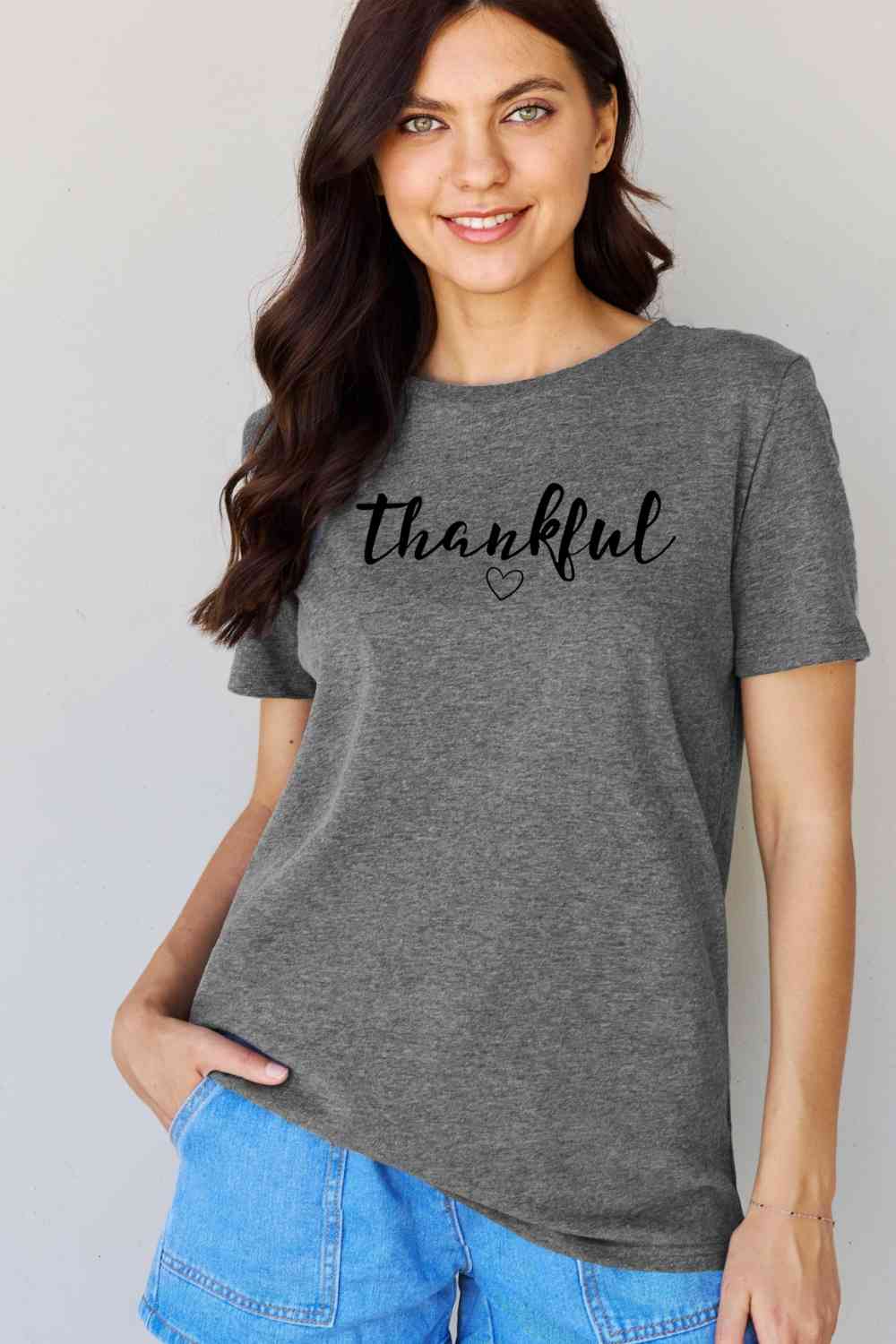 Simply Love Full Size THANKFUL Women T-Shirt | Fashionsarah.com