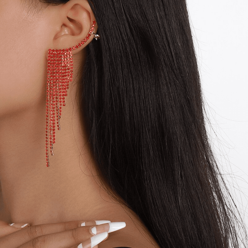 Long Full Rhinestone Earrings | Fashionsarah.com