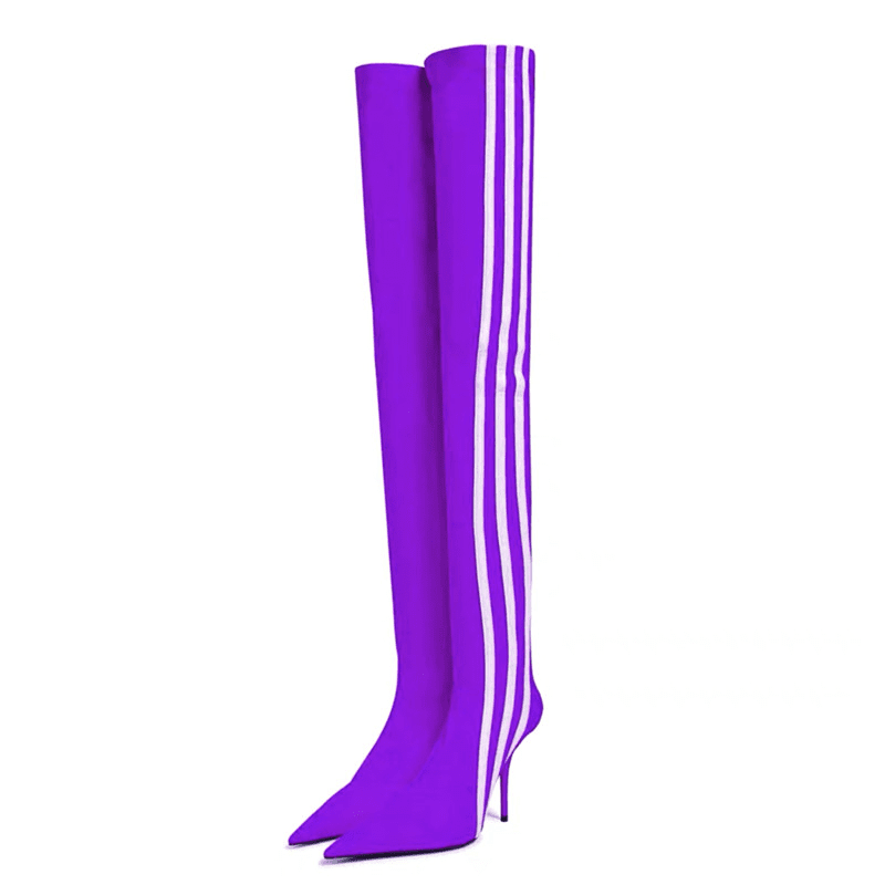 Fashionsarah.com Stripe Over Knee Elastic Boots