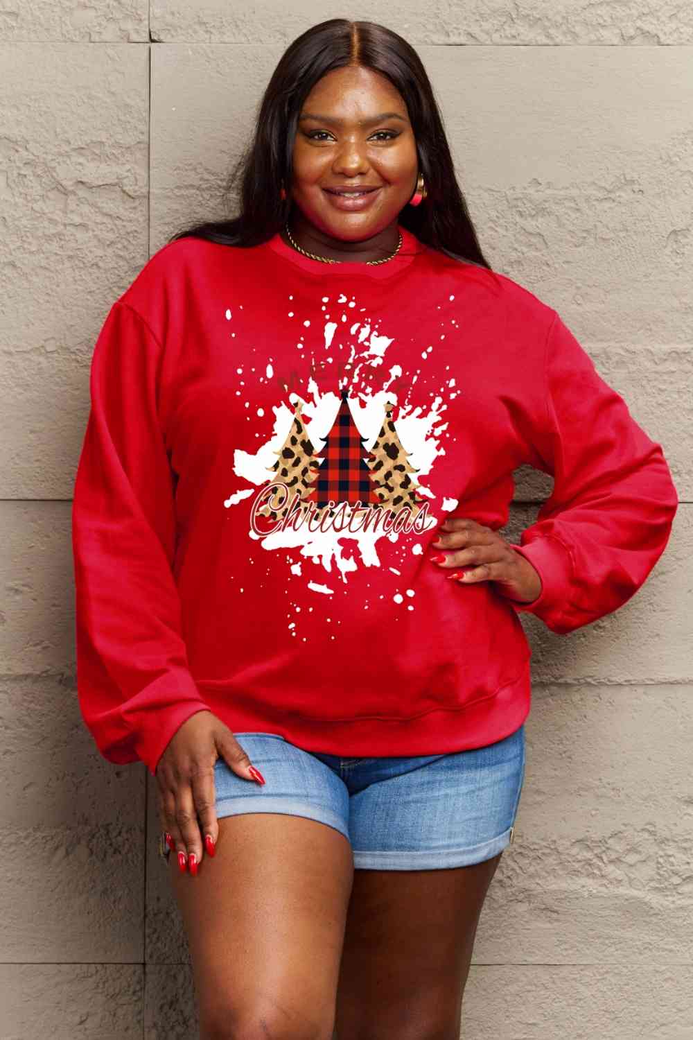 Fashionsarah.com Fashionsarah.com Simply Love Full Size MERRY CHRISTMAS Women Sweatshirt