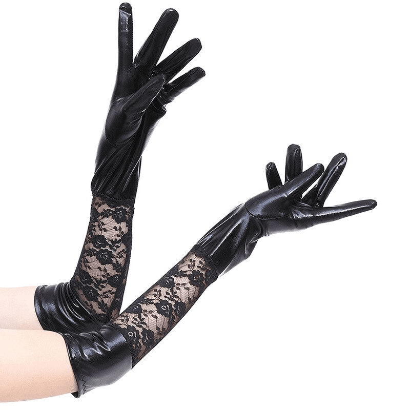 Fashionsarah.com Lace Long Leather Gloves
