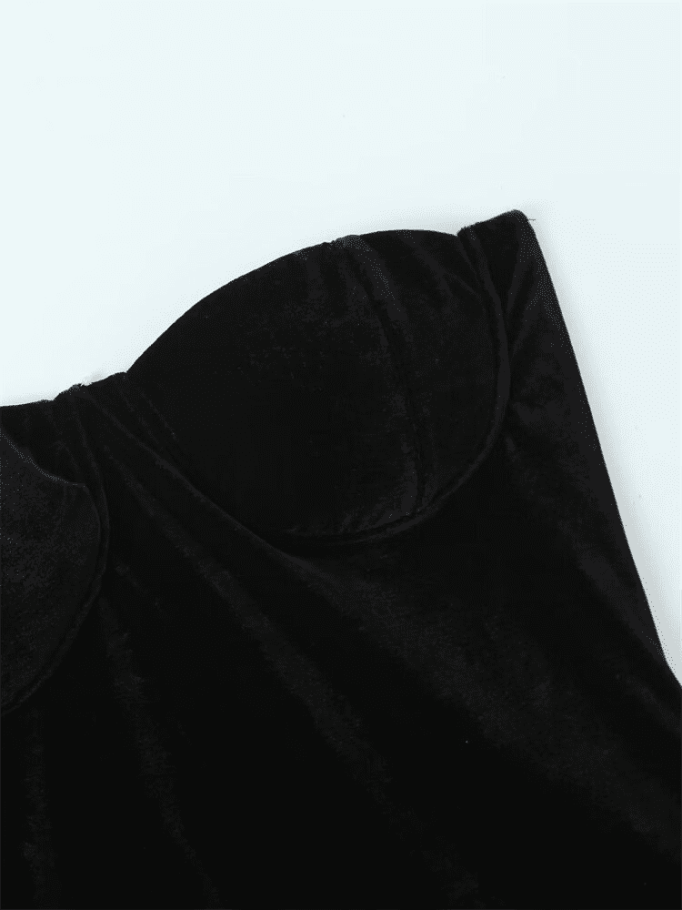 Fashionsarah.com Strapless Black Velvet Bodysuit