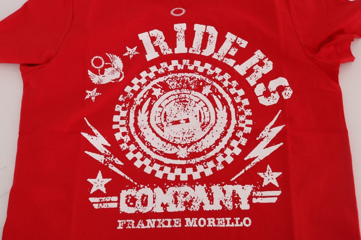 Fashionsarah.com Fashionsarah.com Frankie Morello Red Cotton RIDERS Crewneck T-Shirt