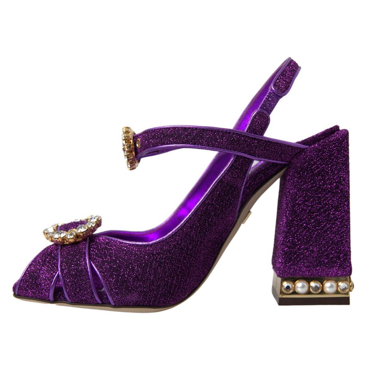 Fashionsarah.com Fashionsarah.com Dolce & Gabbana Purple Ankle Strap Sandals Crystal Shoes