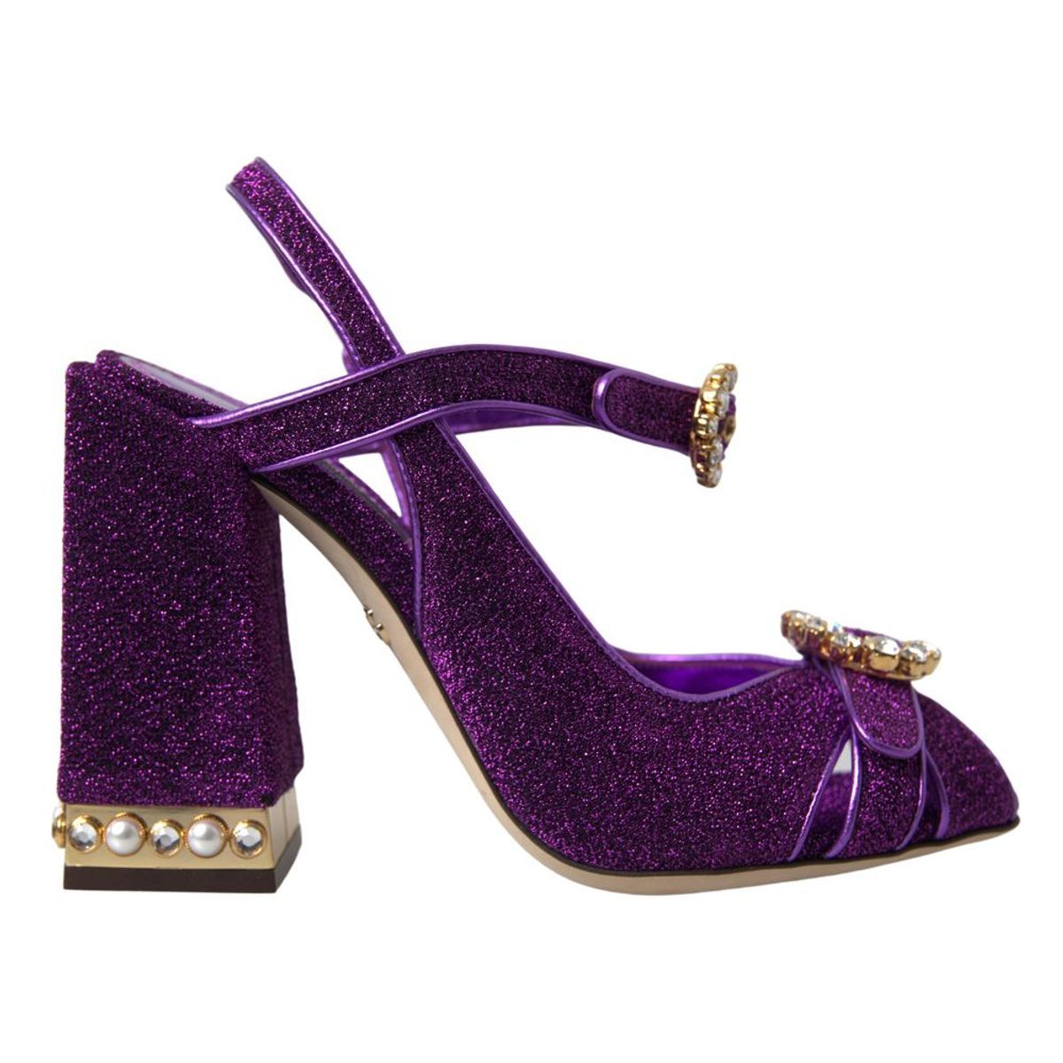 Fashionsarah.com Fashionsarah.com Dolce & Gabbana Purple Ankle Strap Sandals Crystal Shoes