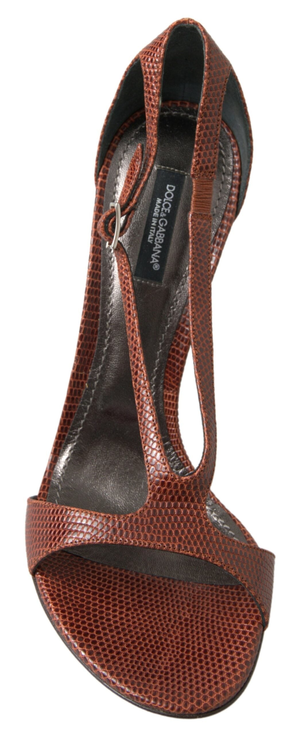 Fashionsarah.com Fashionsarah.com Dolce & Gabbana Brown Leather High Heels Sandals Shoes