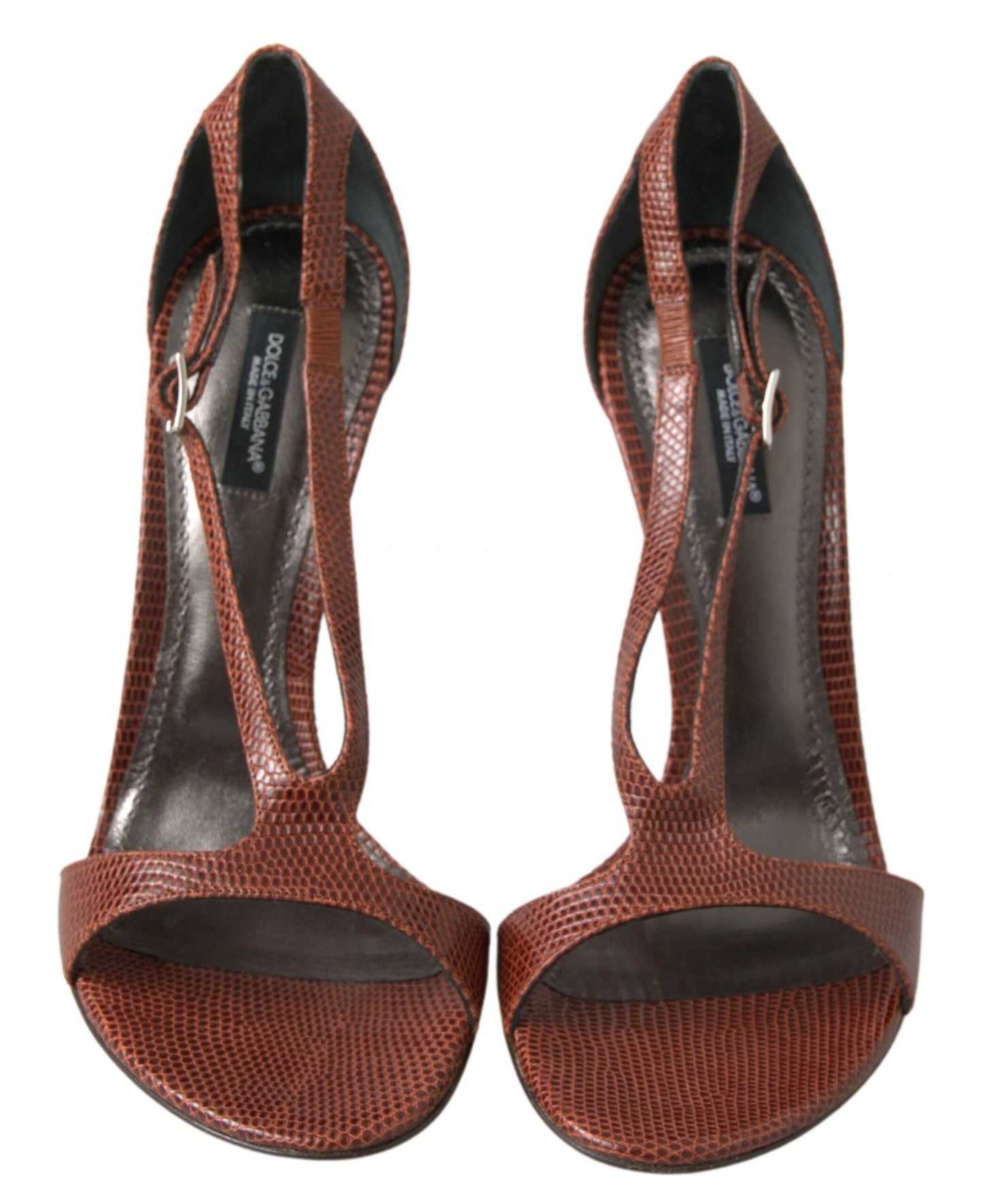 Fashionsarah.com Fashionsarah.com Dolce & Gabbana Brown Leather High Heels Sandals Shoes