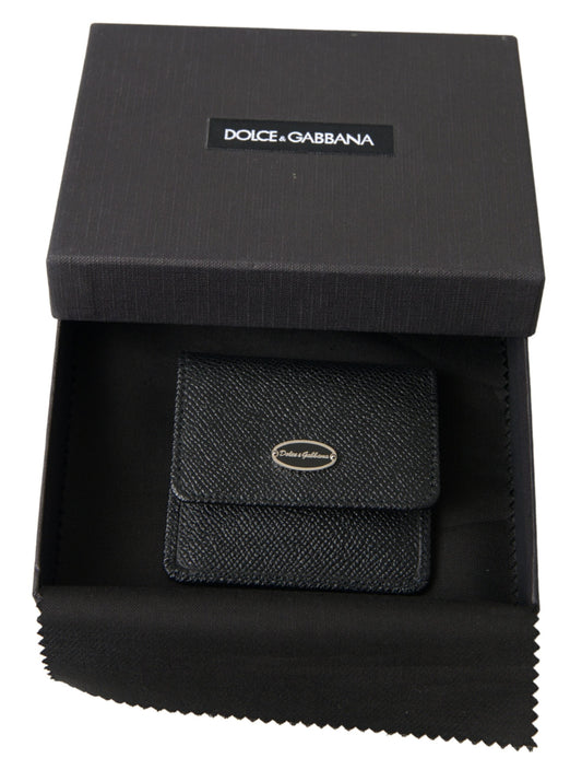 Fashionsarah.com Fashionsarah.com Dolce & Gabbana Black Textured Leather Bifold Logo Coin Purse Wallet