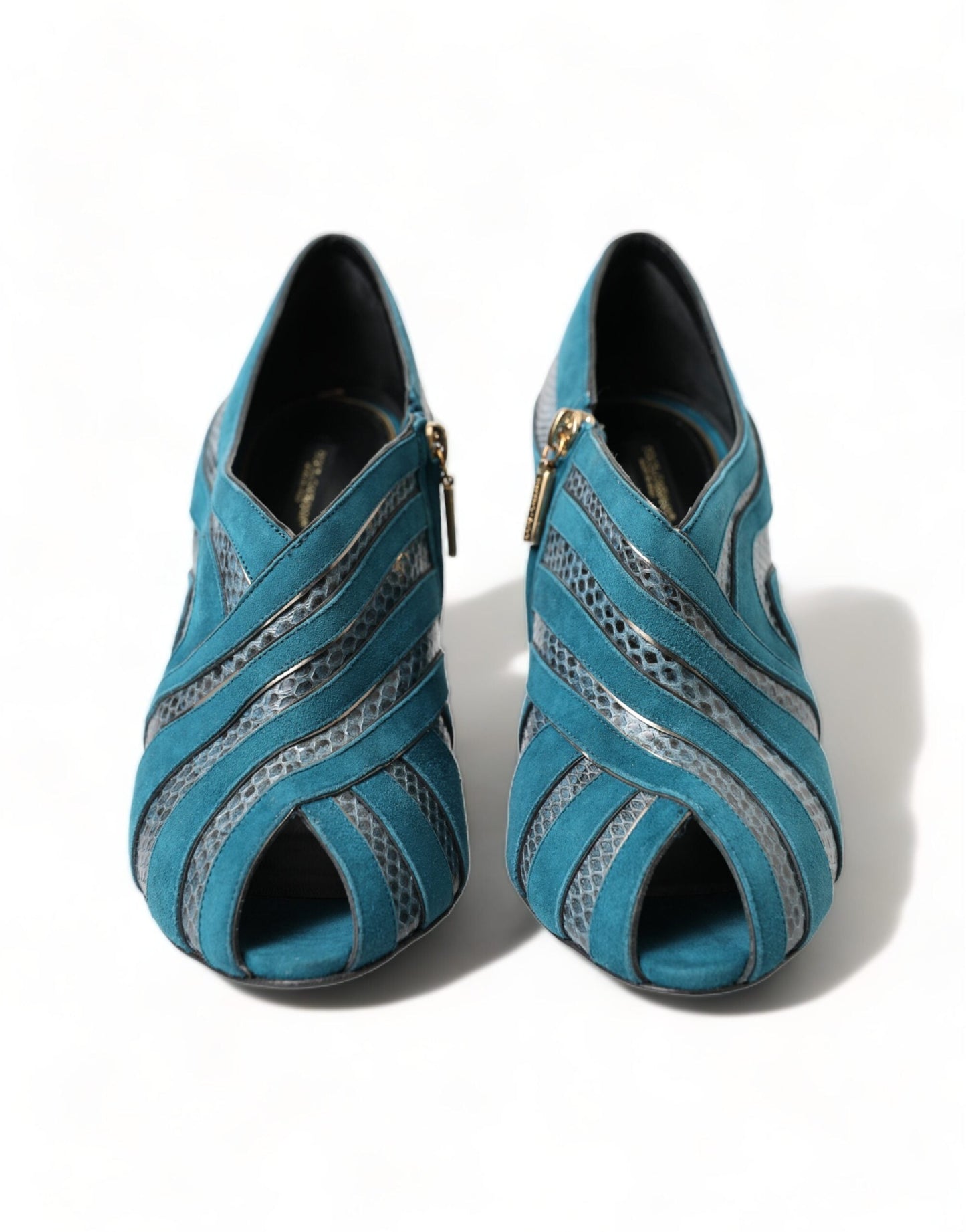 Dolce & Gabbana Teal Suede Leather Peep Toe Heels | Fashionsarah.com
