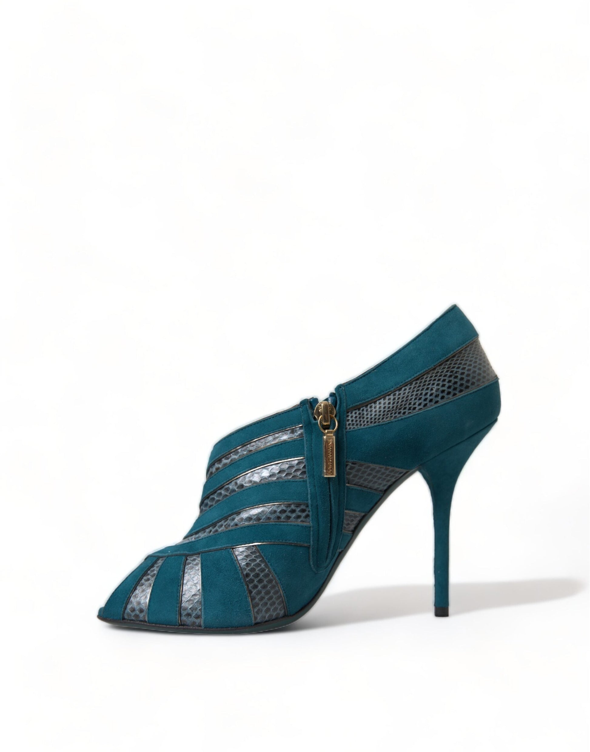 Dolce & Gabbana Teal Suede Leather Peep Toe Heels | Fashionsarah.com