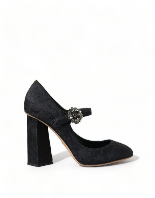 Dolce & Gabbana Black Brocade Mary Janes Heels Pumps Shoes | Fashionsarah.com