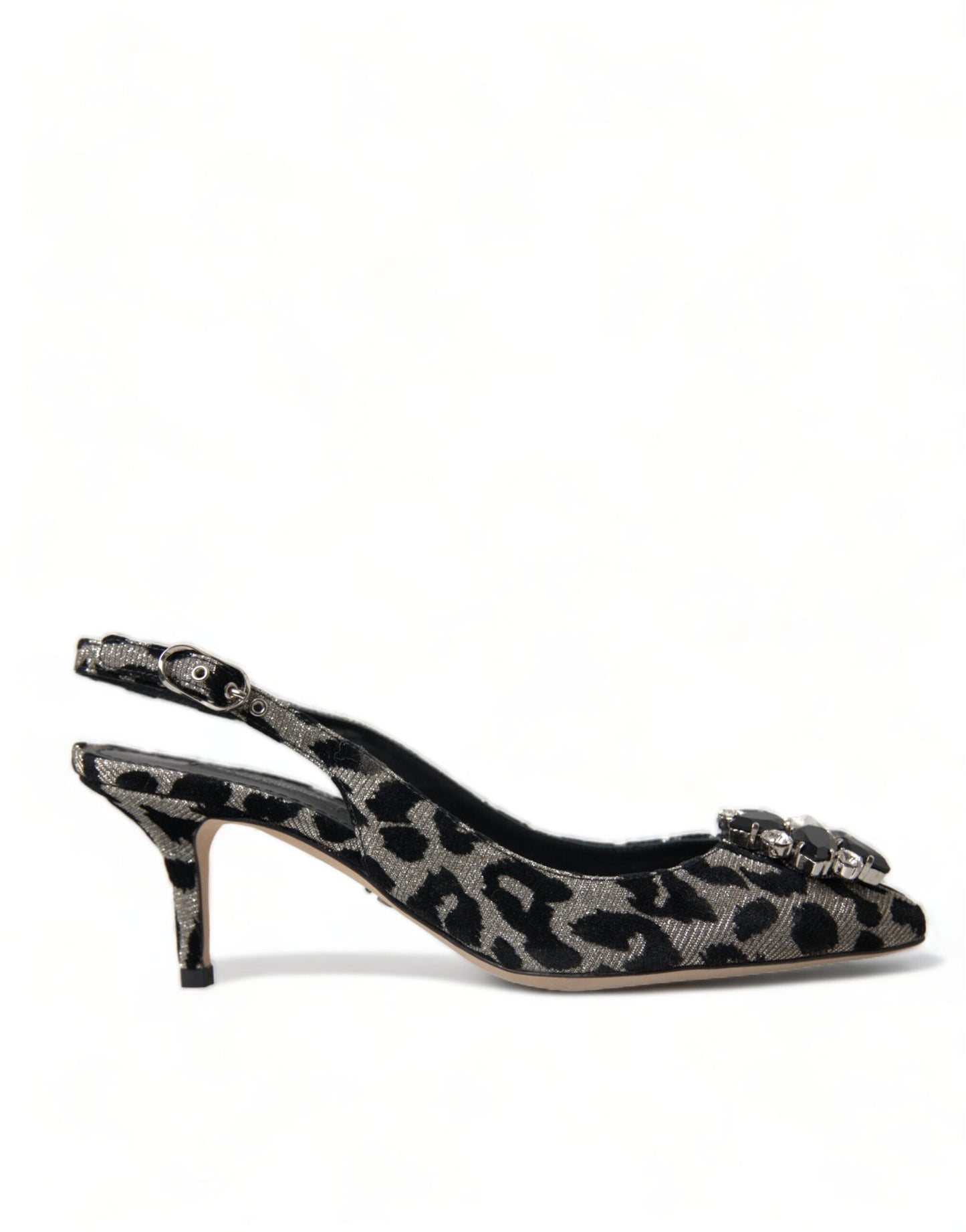 Dolce & Gabbana Silver Leopard Crystal Slingback Pumps Shoes | Fashionsarah.com