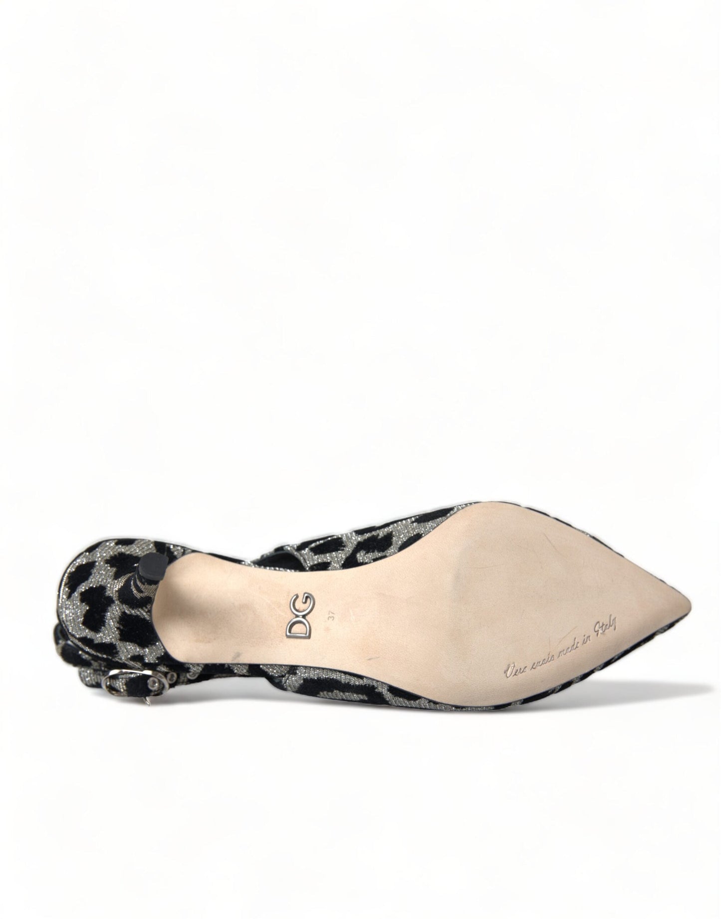 Dolce & Gabbana Silver Leopard Crystal Slingback Pumps Shoes | Fashionsarah.com