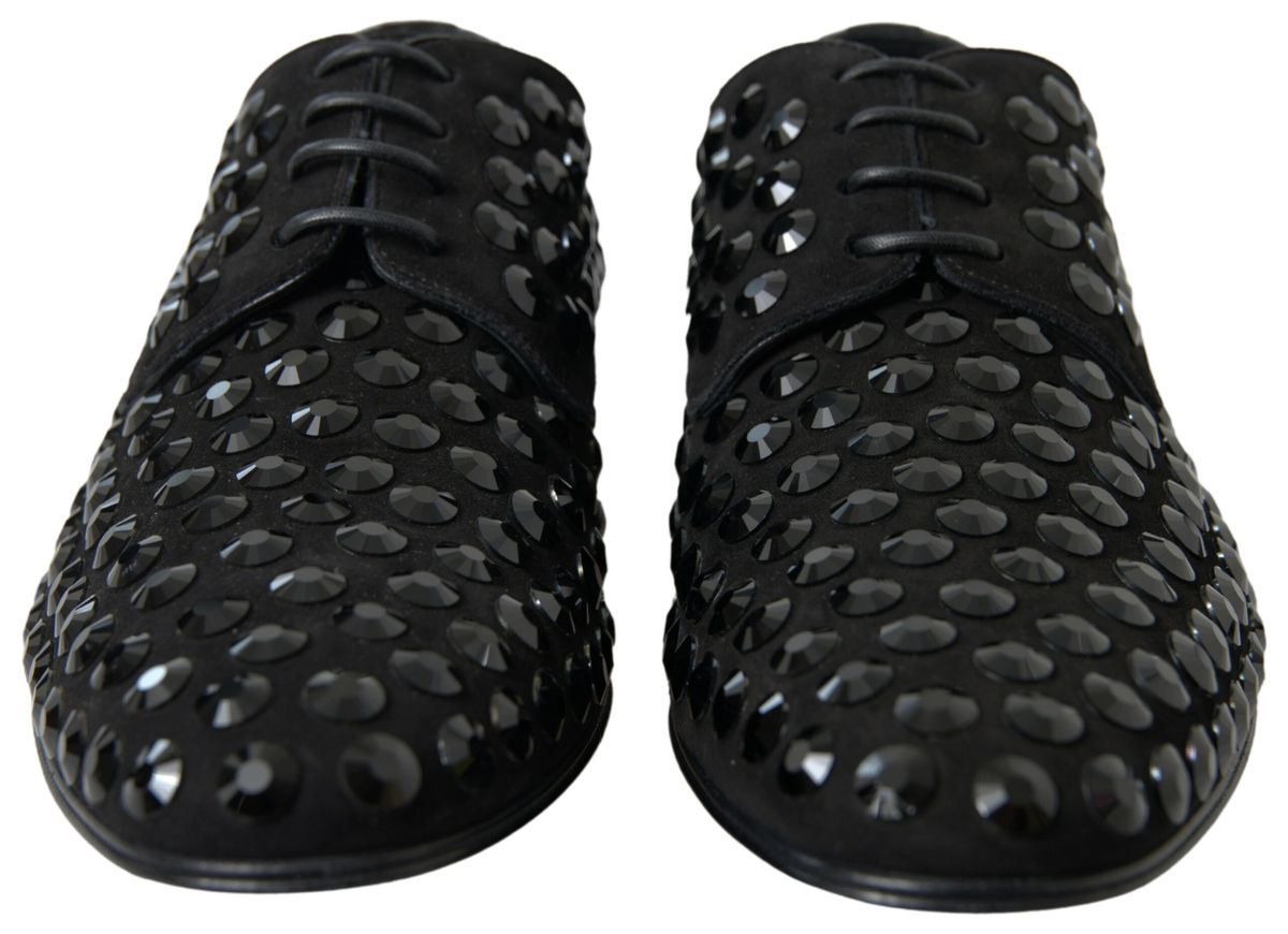 Dolce & Gabbana Black Leather Crystal Men formal Shoes | Fashionsarah.com