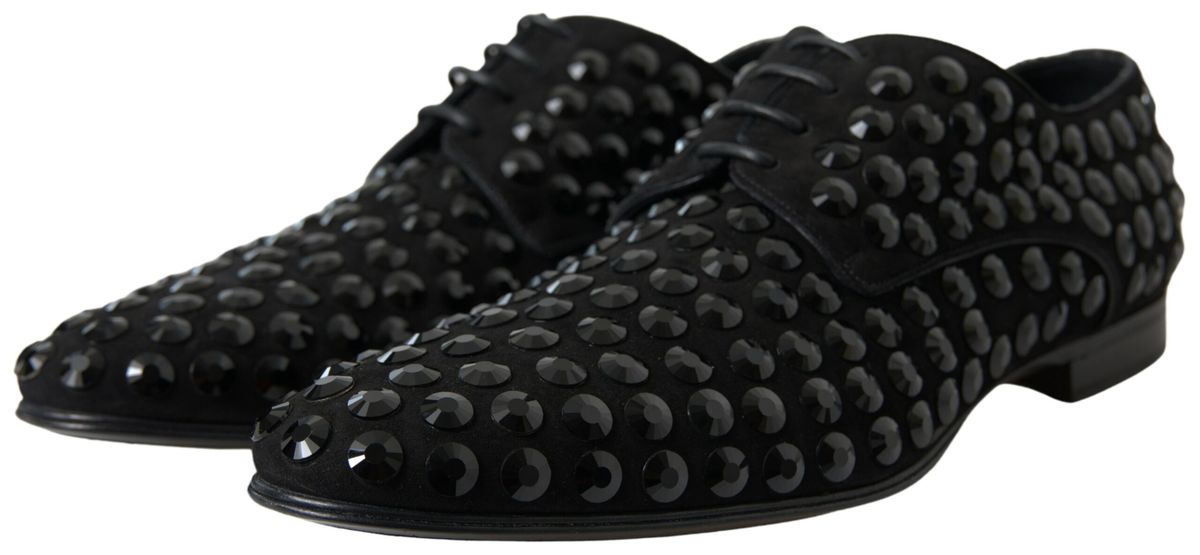 Dolce & Gabbana Black Leather Crystal Men formal Shoes | Fashionsarah.com