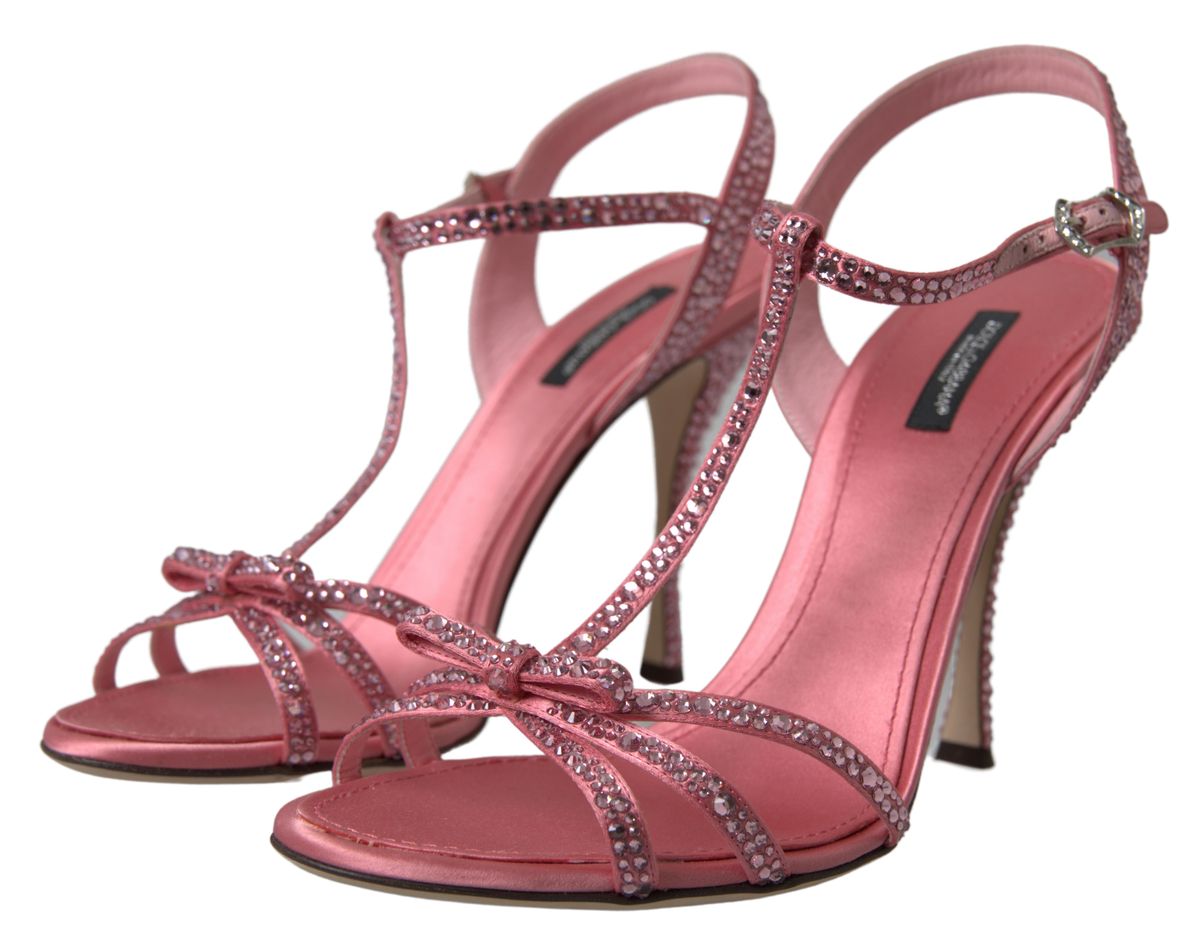 Dolce & Gabbana Pink Crystal Ankle Strap Shoes Sandals | Fashionsarah.com