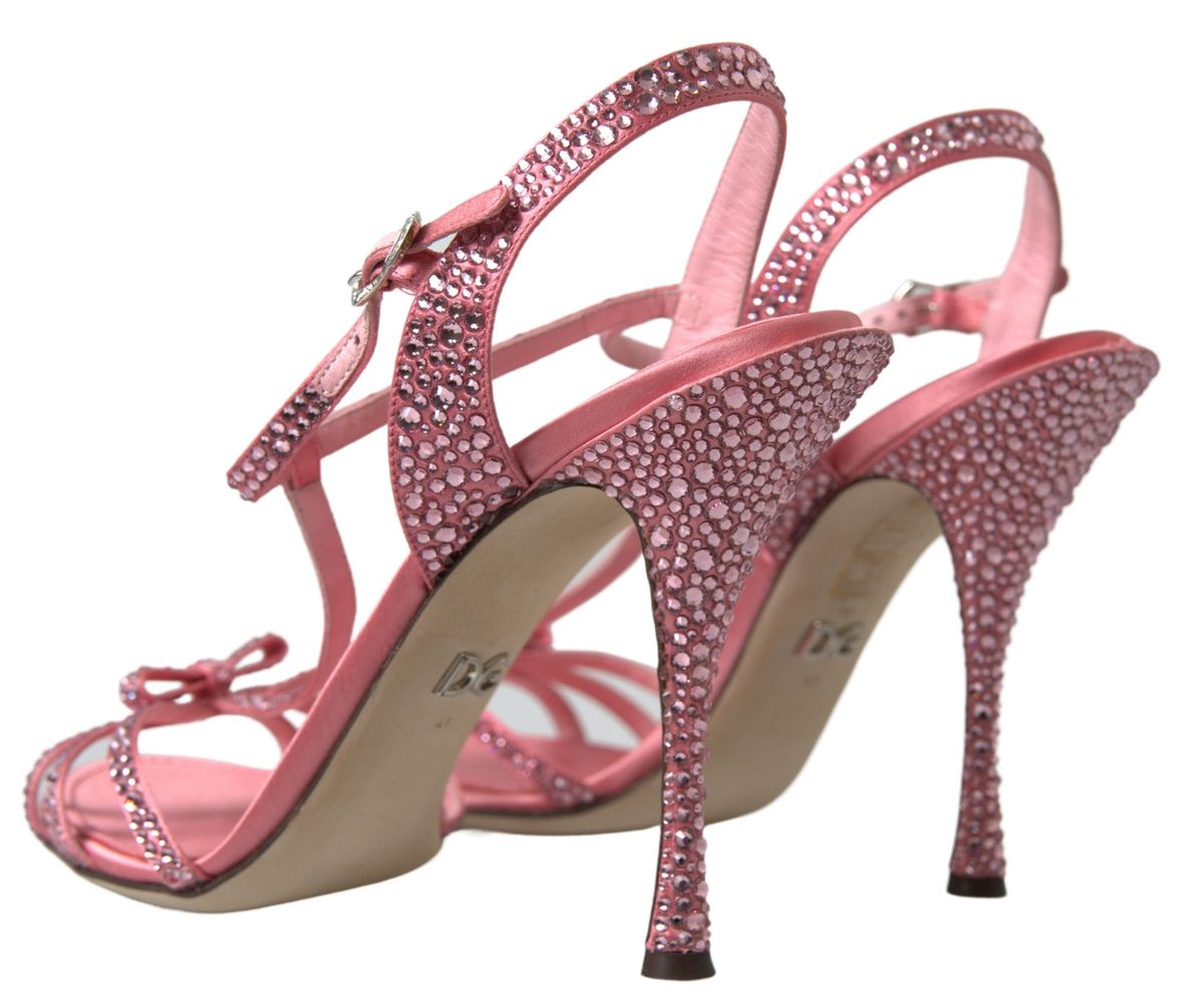 Dolce & Gabbana Pink Crystal Ankle Strap Shoes Sandals | Fashionsarah.com